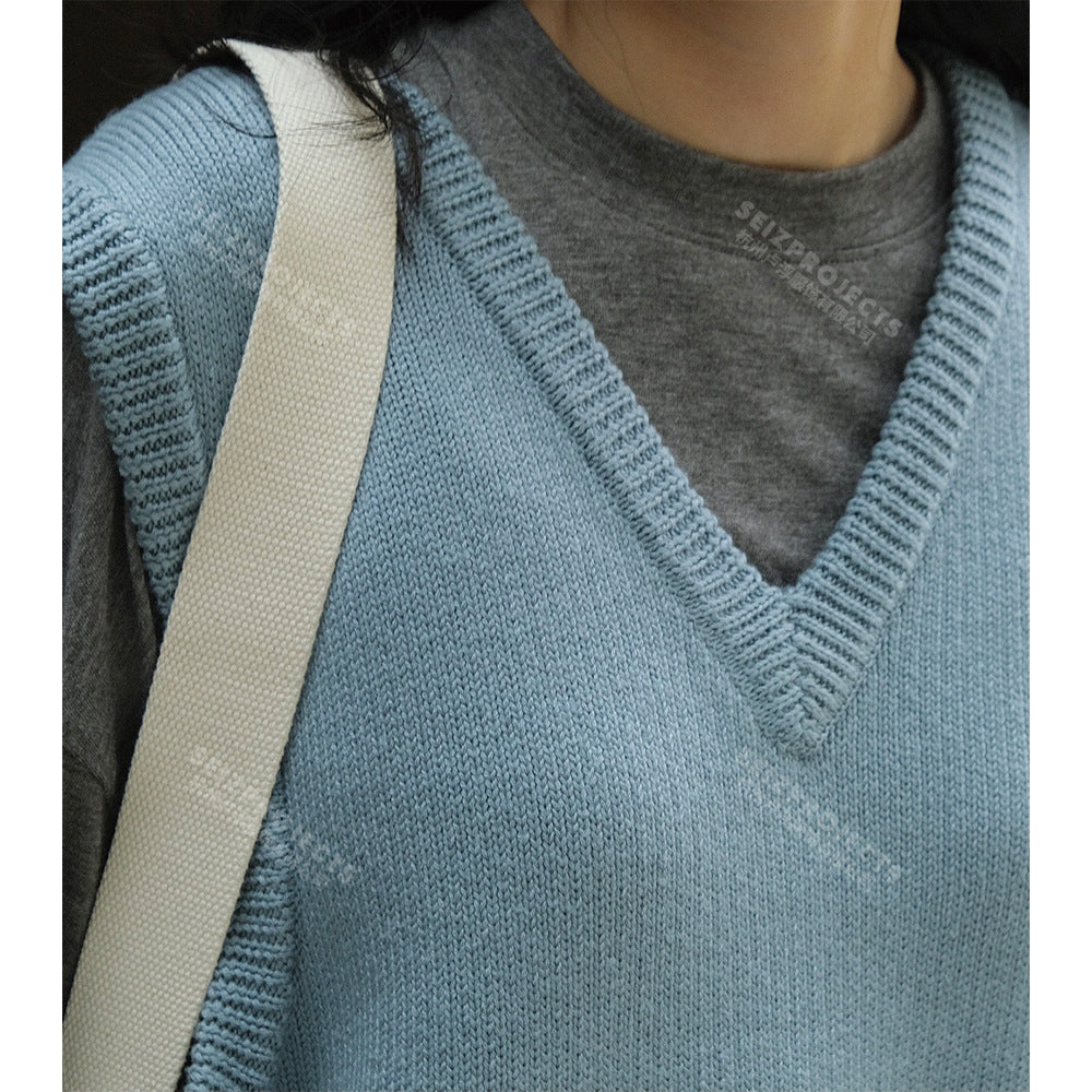 Damen Ärmellose Strickweste im Boxy‑Cut mit tiefem V‑Ausschnitt und geripptem Saum Shop Nory