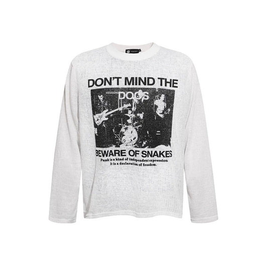Herren Langarm-Thermo-Shirt mit Waffelstruktur und Punk-Band-Print Shop Nory