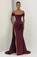 Damen Elegantes Off-Shoulder-Maxikleid mit seitlichem Schlitz