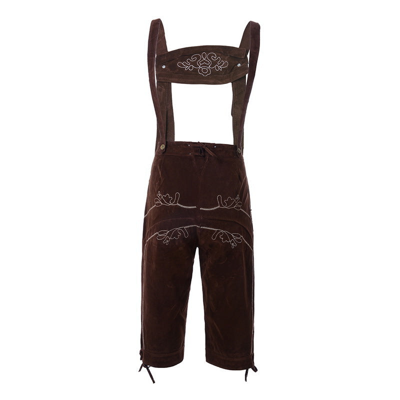 Herren nan traditionelle Wildleder Lederhose mit bestickten Trägern und Kniebund Shop Nory