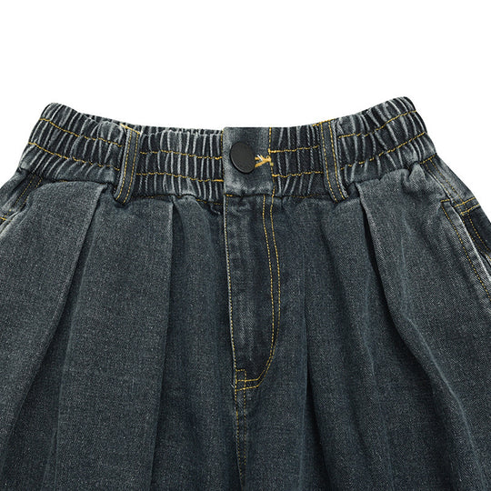 Damen Weite Denim‑Hose mit Kellerfalten, elastischem Bund und legerer Silhouette Shop Nory