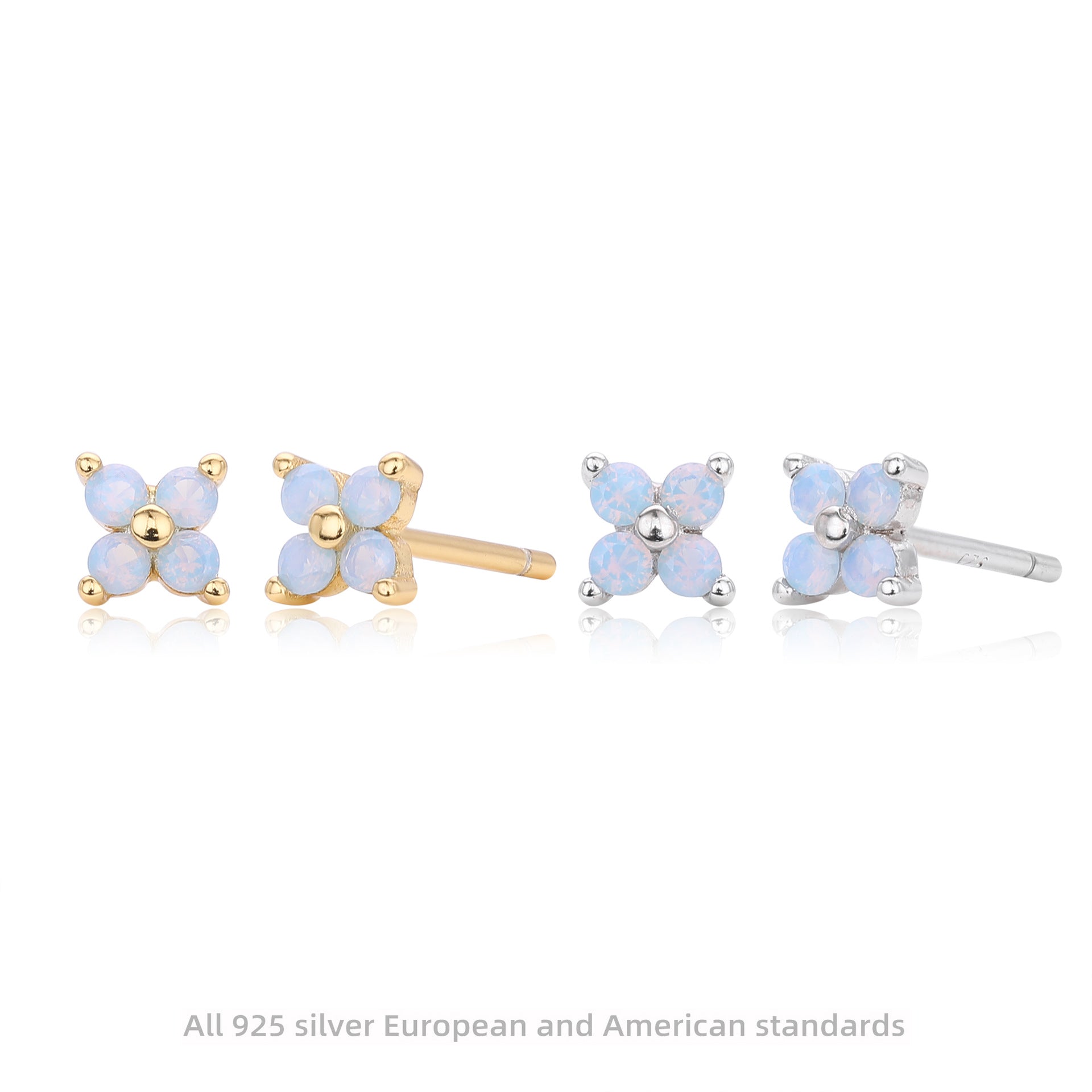 Damen Ohrstecker mit funkelndem Zirkonblüten-Design aus 925 Sterling Silber Shop Nory