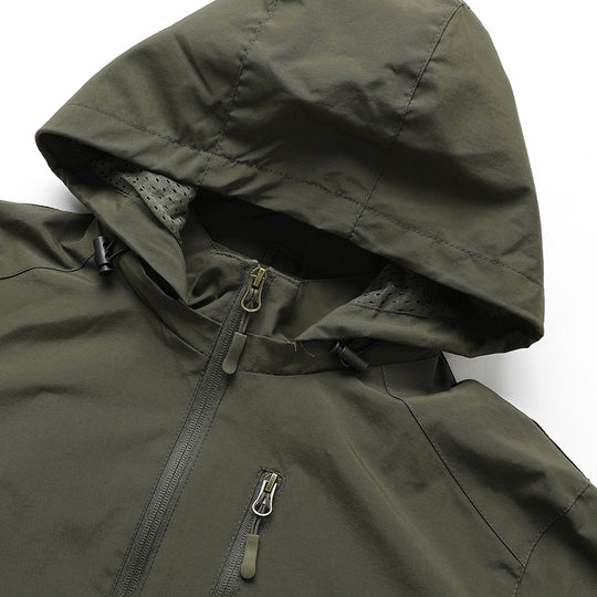 Herren Ultraleichte Allwetter-Outdoorjacke mit Kapuze atmungsaktivem Meshfutter und Reißverschlusstaschen Shop Nory