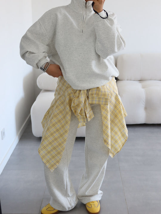 Damen Oversize Sweatshirt mit Halbzip und hohem Stehkragen Shop Nory