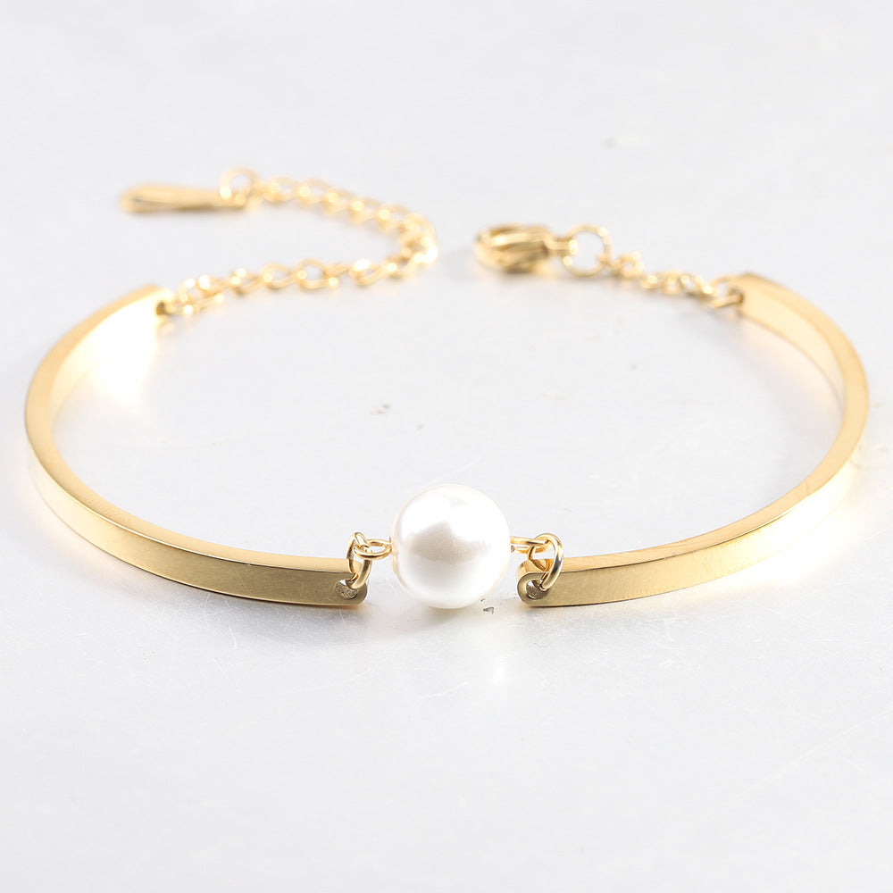 Damen Armreif mit elegantem Perlenakzent und verstellbarem Verschluss Shop Nory