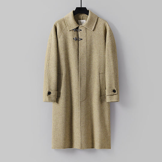 Herren Gerader Wollmix-Longcoat mit verdeckter Front und dekorativen Knebelverschlüssen Shop Nory