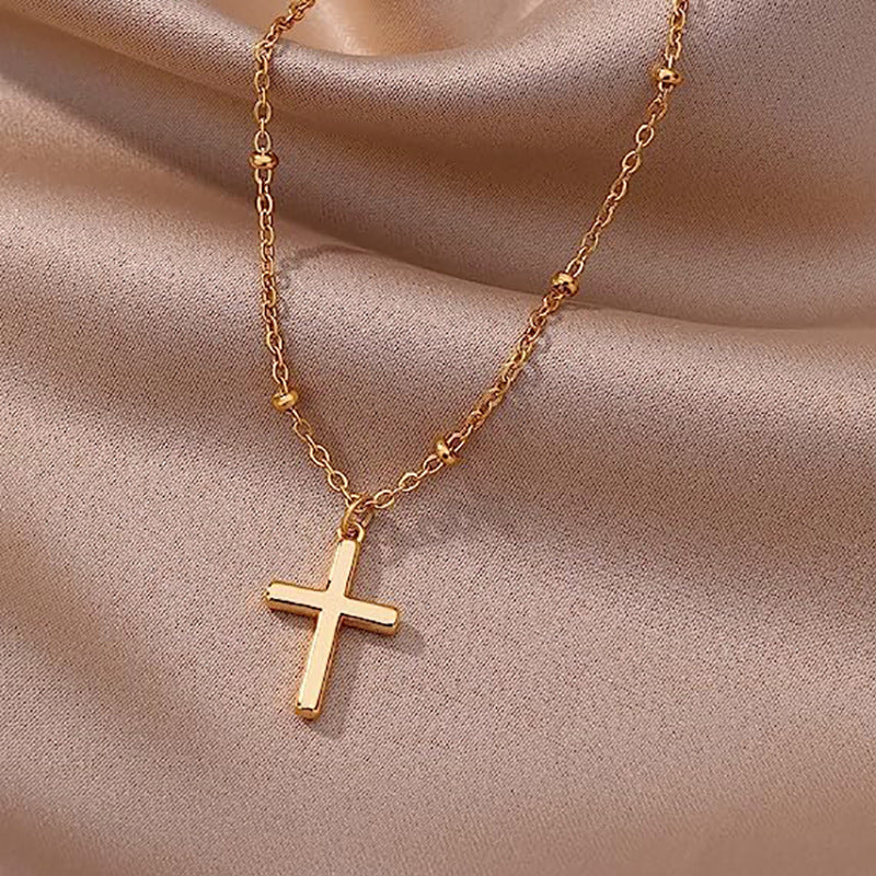 Damen Halskette mit elegantem Kreuzanhänger und feiner Gliederkette Shop Nory