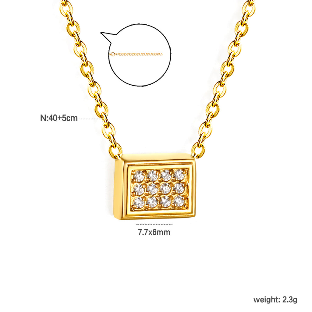 Damen elegante Halskette mit brillantem quadratischem Zirkonia-Anhänger Shop Nory