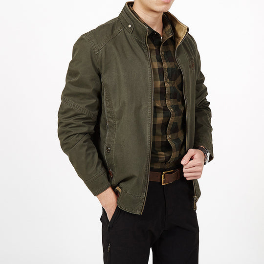 Herren Übergangs-Fieldjacke aus gewachstem Canvas mit Stehkragen und verdecktem Reißverschluss Shop Nory