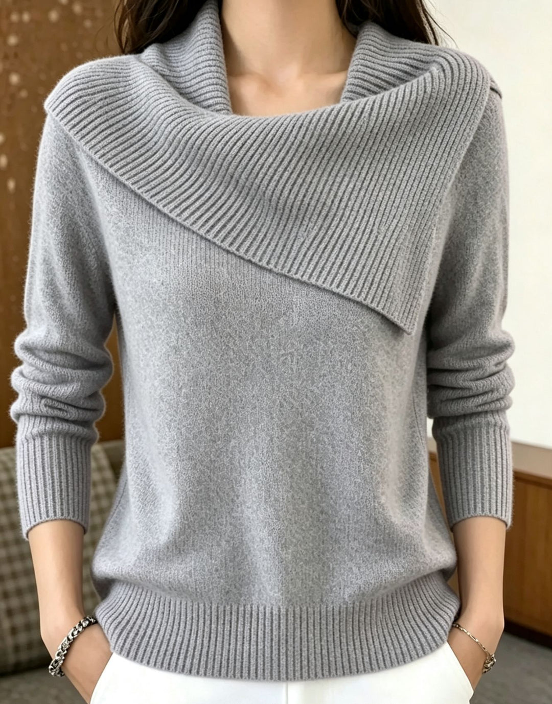Damen Oversized Rollkragenpullover mit asymmetrischem Schalkragen Shop Nory