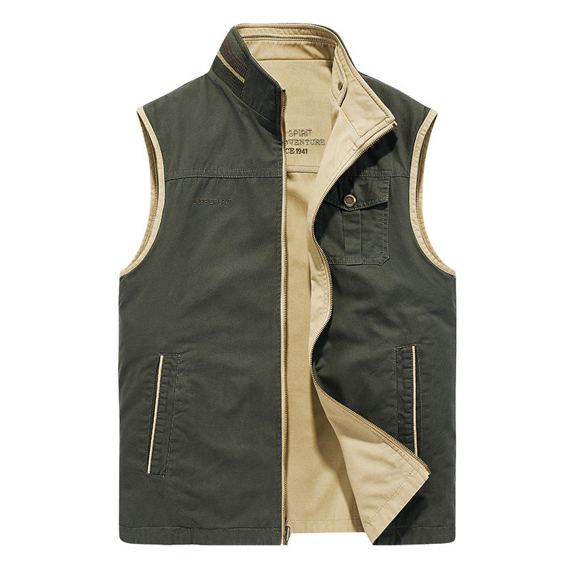 Herren Outdoor-Canvasweste mit verstärkten Taschen, Stehkragen und weichem Baumwollfutter Shop Nory