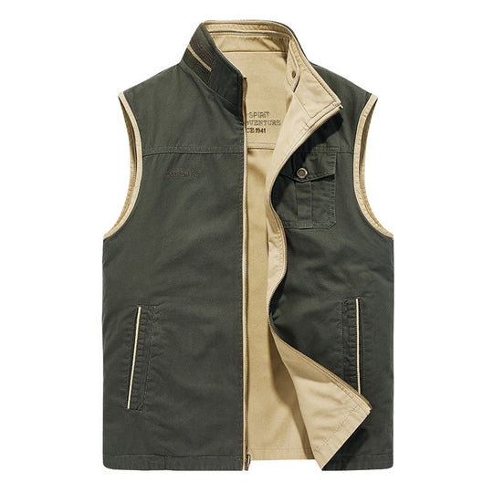 Herren Outdoor-Canvasweste mit verstärkten Taschen, Stehkragen und weichem Baumwollfutter Shop Nory