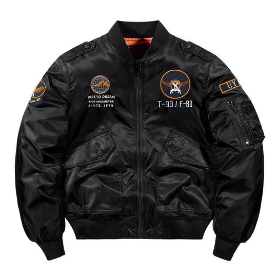 Herren Aviator-Bomberjacke im Military-Look mit gestepptem Thermofutter und Schulterpatches Shop Nory