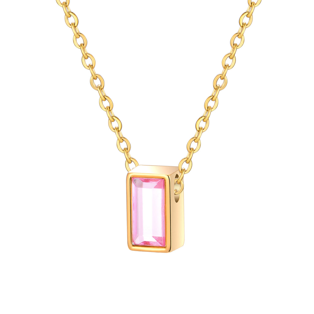 Damen Halskette mit elegantem rechteckigem Anhänger und funkelndem Stein Shop Nory