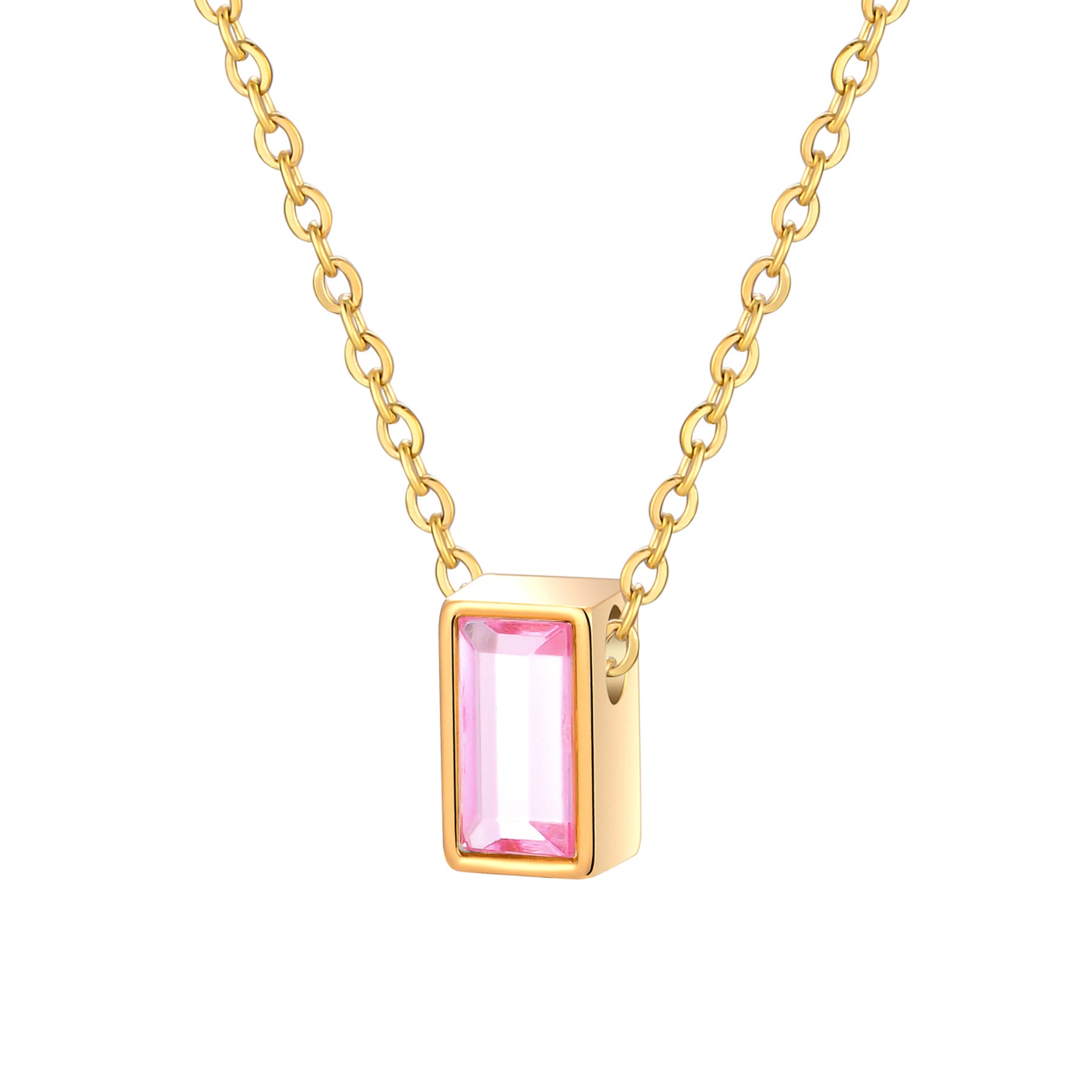 Damen Halskette mit elegantem rechteckigem Anhänger und funkelndem Stein Shop Nory