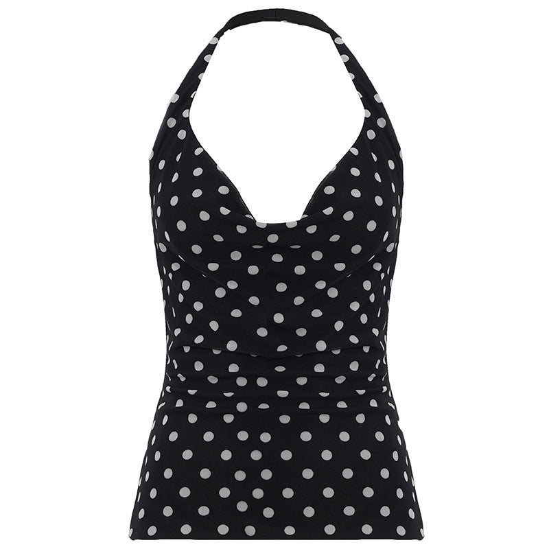 Damen Haltertop mit polka-dots Design und figurbetontem Schnitt