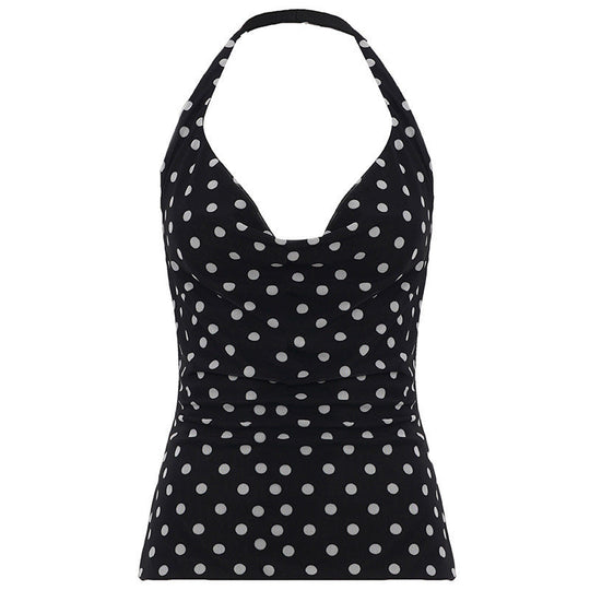 Damen Haltertop mit polka-dots Design und figurbetontem Schnitt