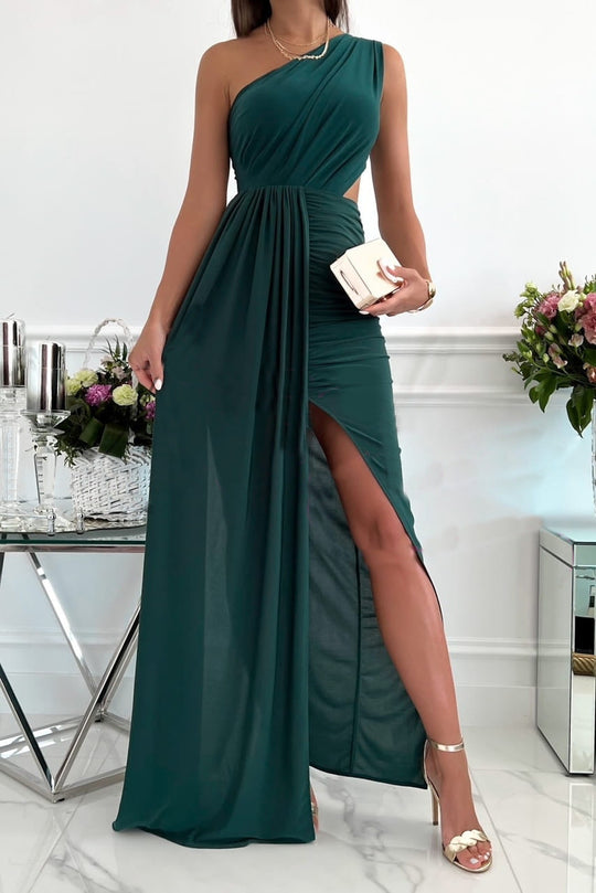 Elegante Formelle Einfarbige Asymmetrische Einseitige Unregelmäßige Kleid Kleider- 7 Farben