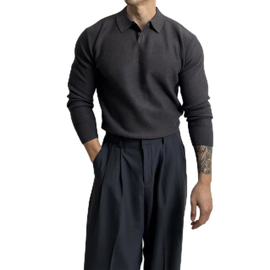 Herren Elegant Strukturierter Langarm-Pullover Shop Nory