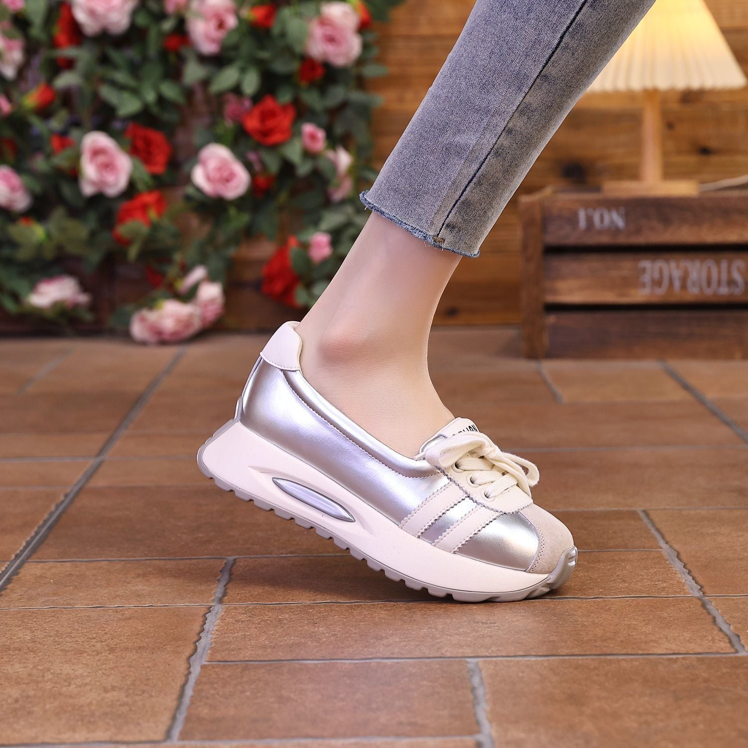 Damen Komfortable Sneakers im modischen Mix aus Textil