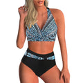 Damen Hochtailliertes Bikini-Set mit elegantem Wickeloberteil Shopnory