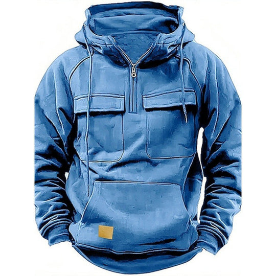 Herren Funktionale Kapuzenpullover mit Praktischen Taschen und Kurzem Reißverschluss