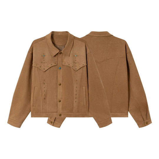 Damen Kurz geschnittene Wildleder‑Optik Blousonjacke mit Western‑Yoke und Nietenapplikation Shop Nory