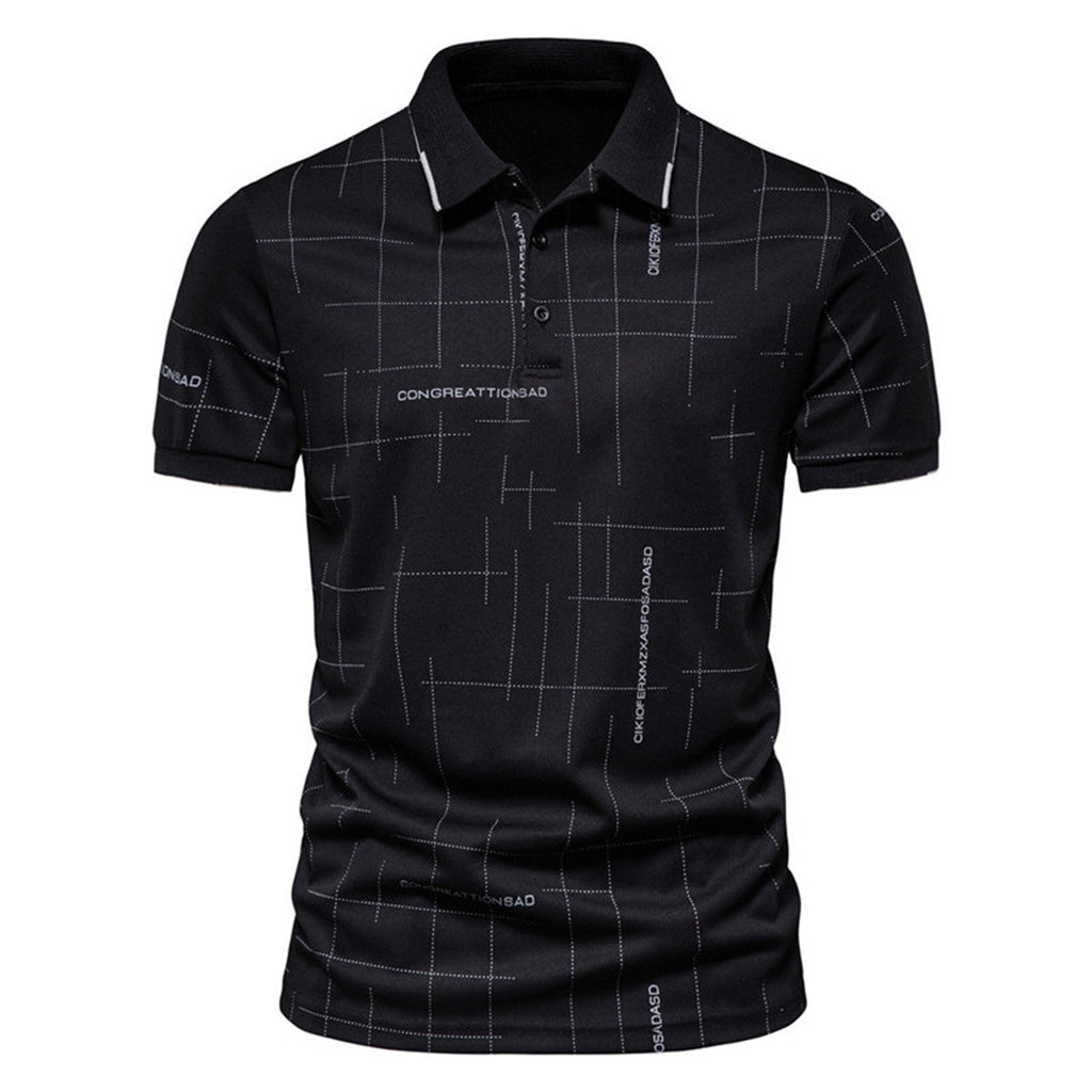 Herren Poloshirt mit modernem grafischen Druck und atmungsaktiven Eigenschaften