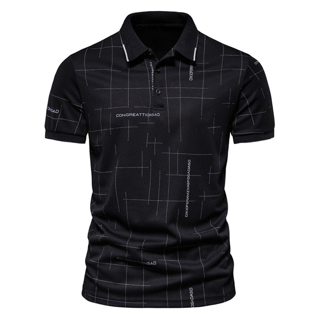 Herren Poloshirt mit modernem grafischen Druck und atmungsaktiven Eigenschaften
