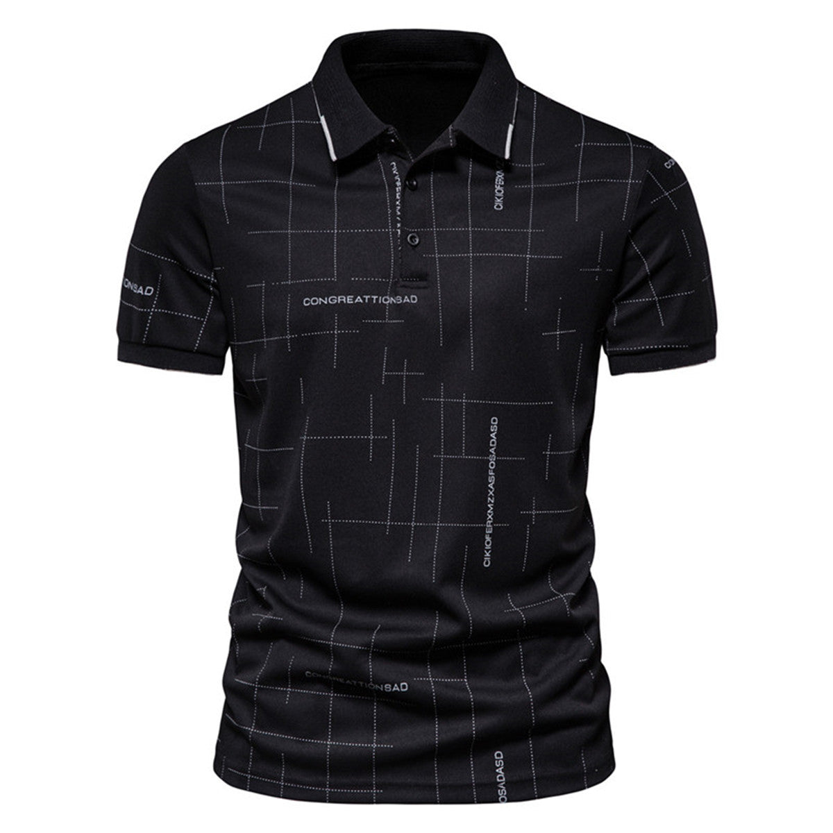 Herren Poloshirt mit modernem grafischen Druck und atmungsaktiven Eigenschaften