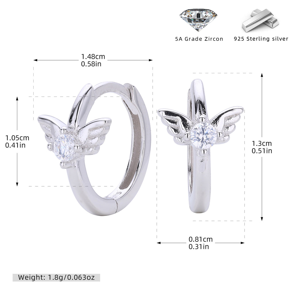 Damen Ohrhänger mit stilvollem Flügel-Design aus 925 Sterling Silber und funkelndem Zirkon Shop Nory