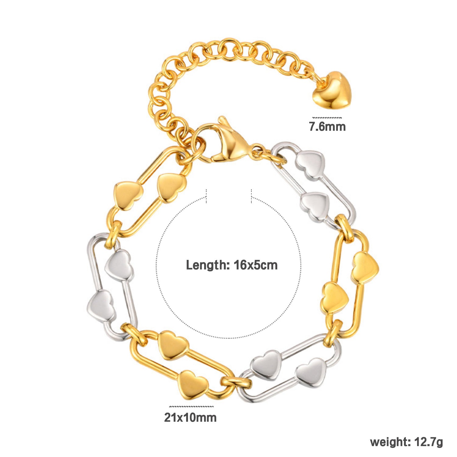 Damen Armband mit stilvollem Herzdesign und verstellbarem Kettenschluss Shop Nory