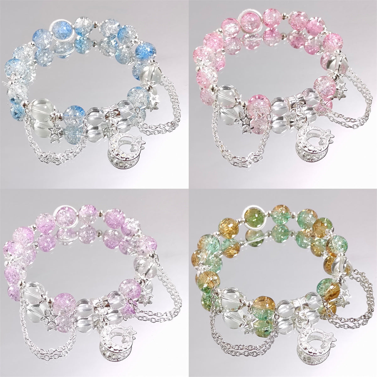 Damen Armband mit funkelnden Kristall-Elementen und charmanten Anhängern Shop Nory