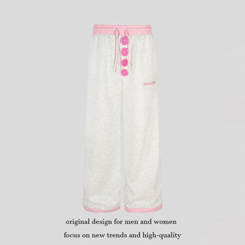 Damen Weite Lounge-Hose mit Zierknopfleiste, hohem Bund und Kordelzug Shop Nory