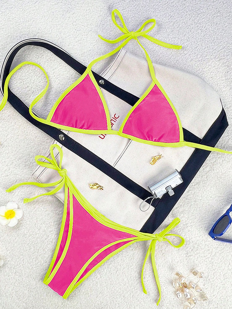 Damen Triangel-Bikini mit verspielten Schleifen