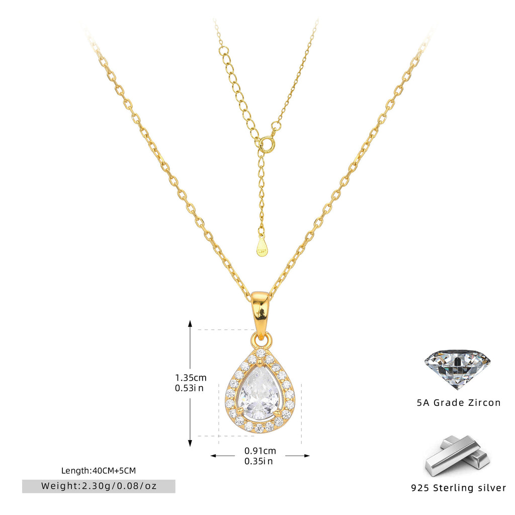 Damen Halskette mit tropfenförmigem Zirkonanhänger aus 925 Sterlingsilber und elegantem Design Shop Nory