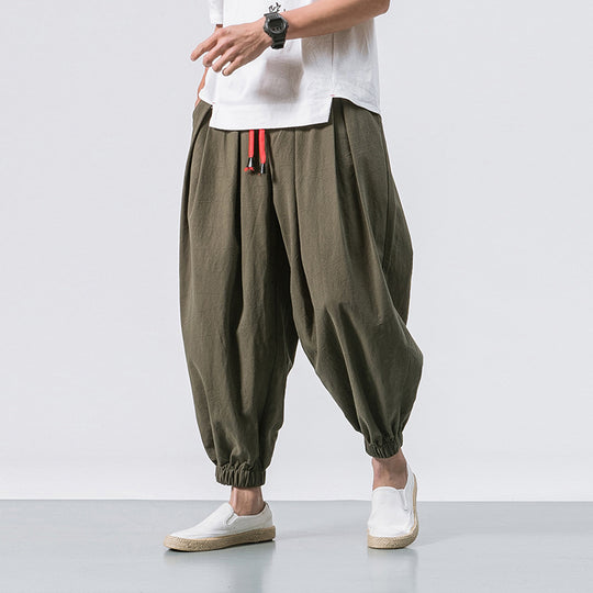 Herren ausgefallene Ballonhose im Haremstil mit Faltenwurf, elastischem Bund und Kordelzug Shop Nory