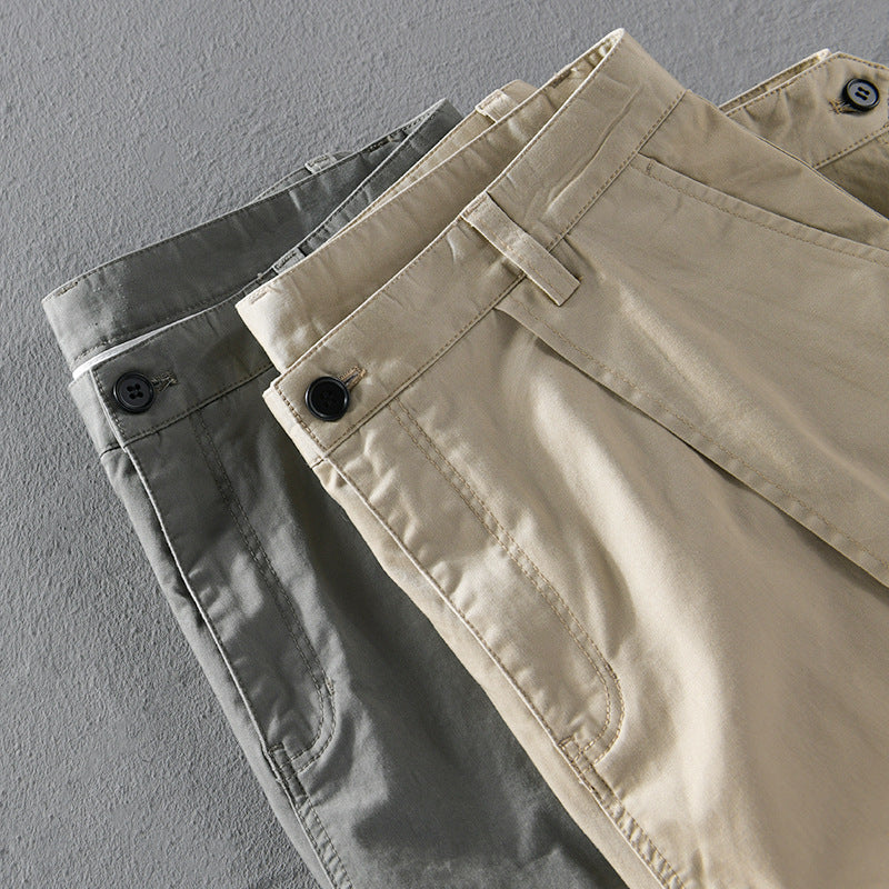 Herren Konisch zulaufende Cargohose mit Bundfalten und verstellbaren Knöchelriemen Shop Nory