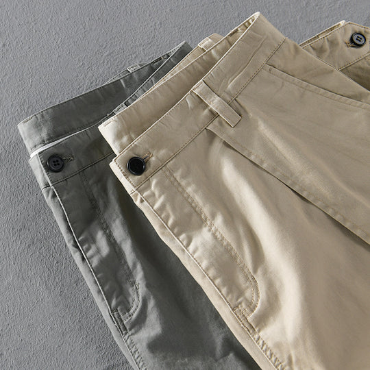 Herren Konisch zulaufende Cargohose mit Bundfalten und verstellbaren Knöchelriemen Shop Nory
