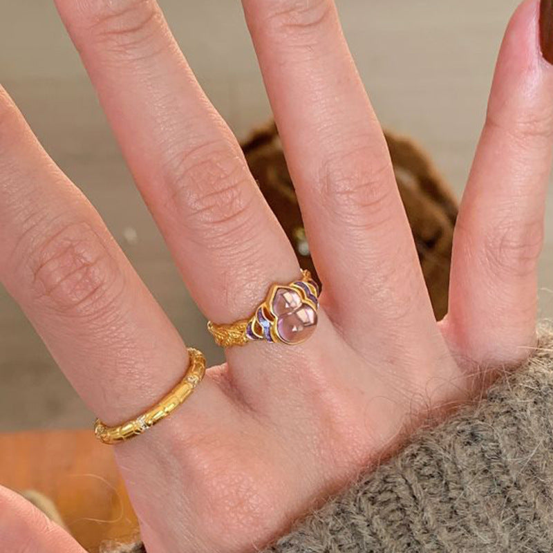 Damen Ring-Set mit kunstvoll gestaltetem Herz- und Edelstein-Design Shop Nory