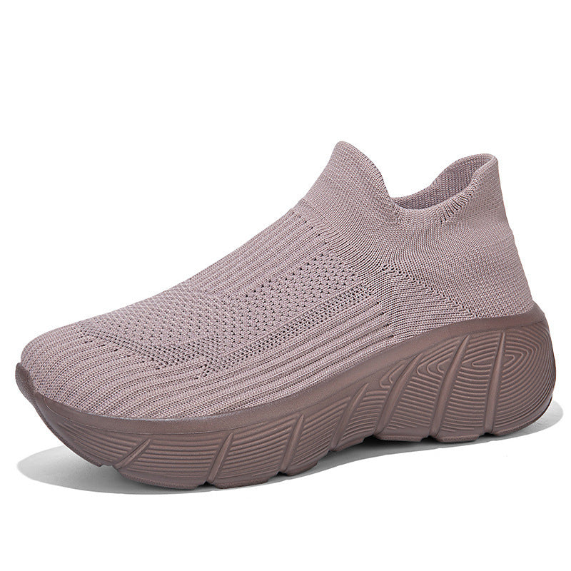 Damen Schnürlose Freizeitsneaker mit flexiblem Strick-Obermaterial
