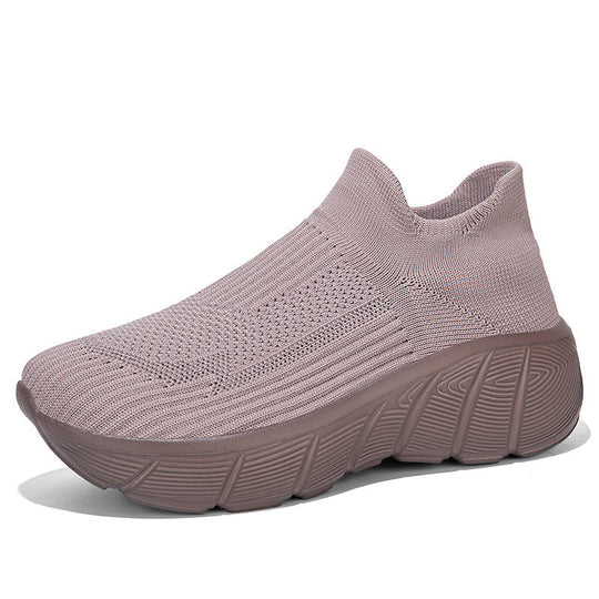 Damen Schnürlose Freizeitsneaker mit flexiblem Strick-Obermaterial