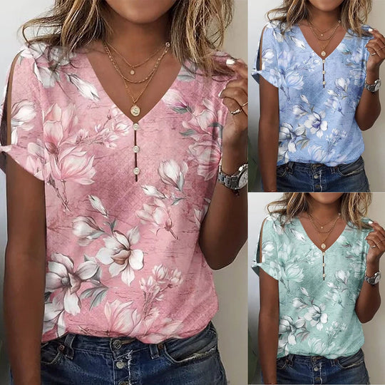 Damen ViskosShopnoryluse mit floralem Design und schicke Details