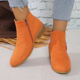 Damen elegante Kurzstiefel in Wildlederoptik mit seitlichem Zipper und dekorativer Quaste Shop Nory