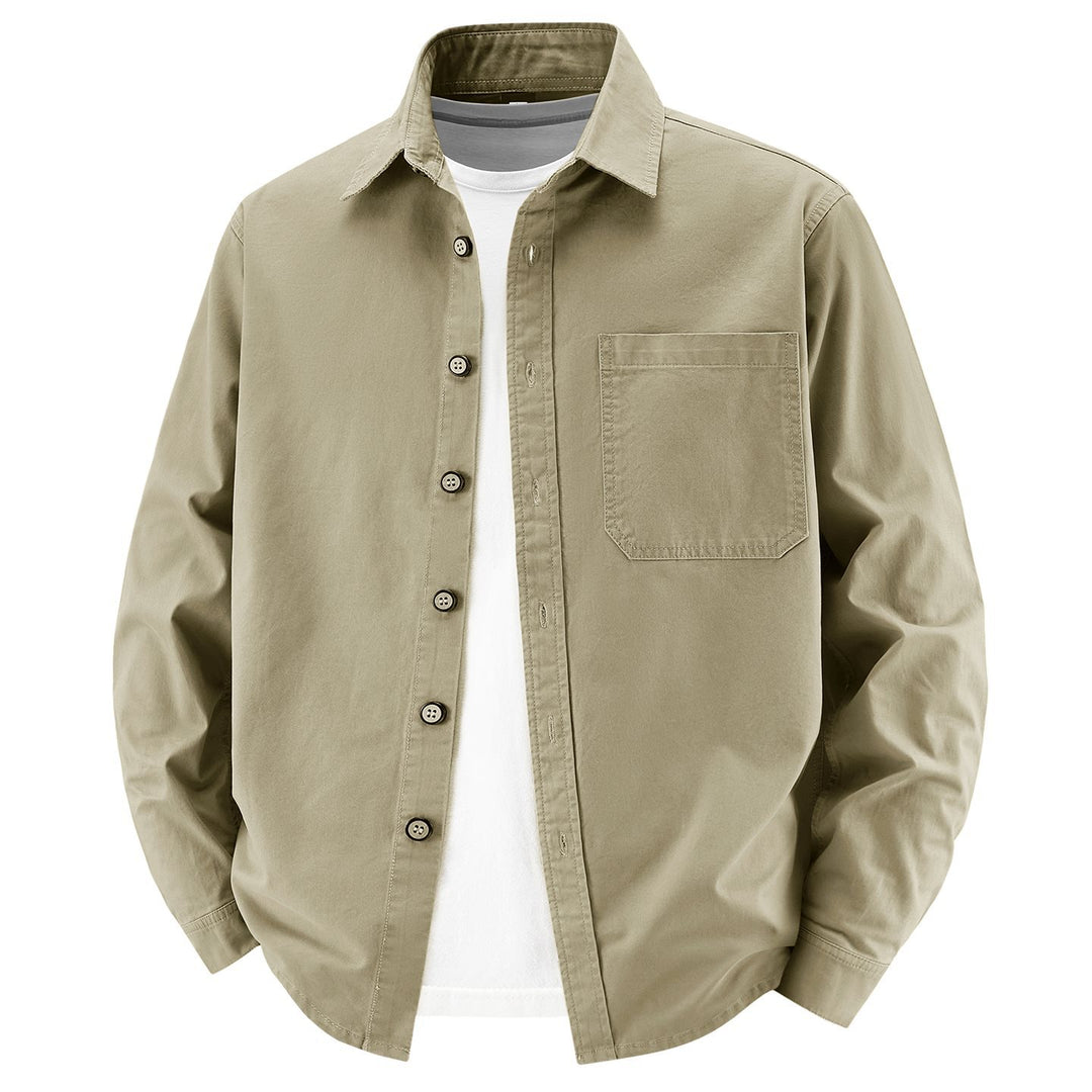 Herren lockere Overshirt-Jacke aus Baumwollmix mit Brusttasche und durchgehender Knopfleiste Shop Nory