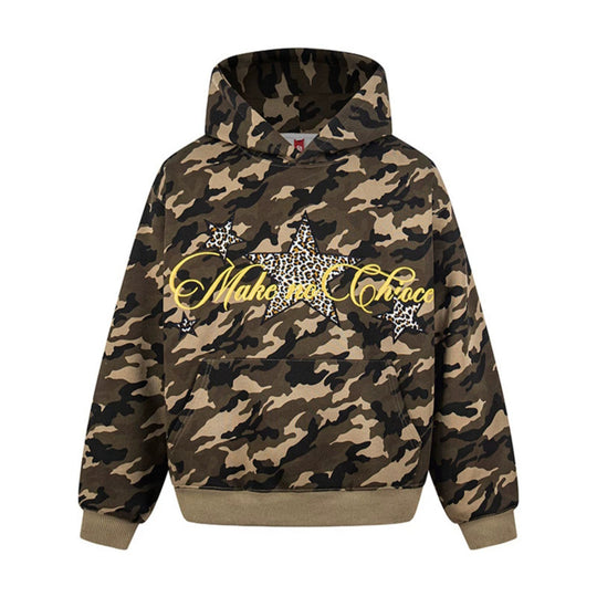 Damen Oversize Kapuzenpullover mit Kängurutasche und Leo‑Stern‑Print Shop Nory