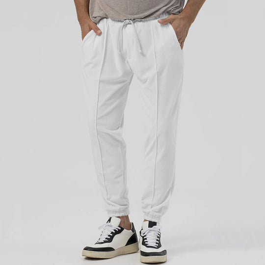 Herren Tapered-Jogginghose im Leinenlook mit Bügelfalte und Bündchen Shop Nory