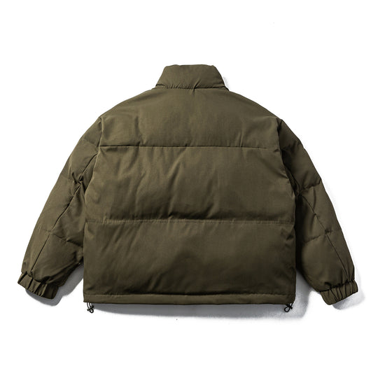 Unisex Boxy-wattierte Pufferjacke mit hohem Stehkragen, verstellbarem Saum und Utility-Gurt Shop Nory