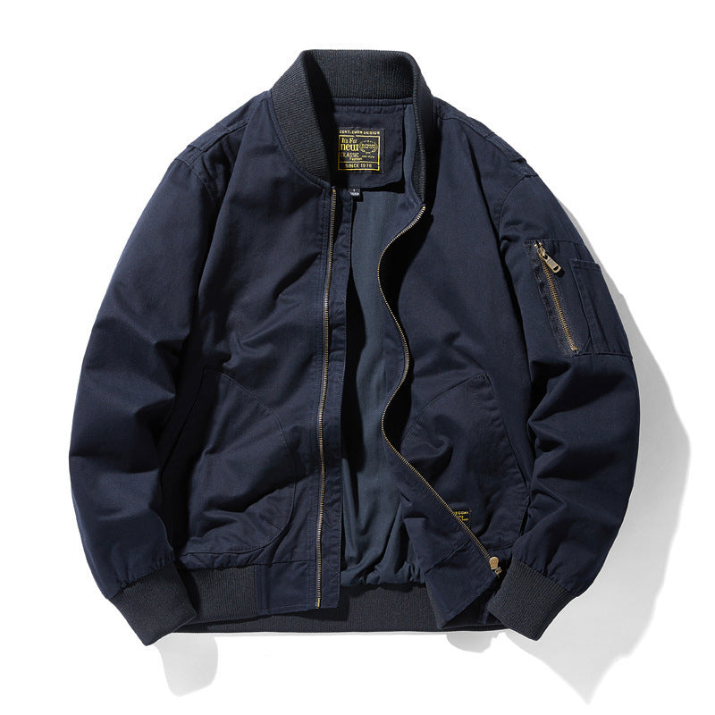 Herren leichter Canvas-Bomber im Utility-Fieldstil mit Ärmeltasche und gerippten Bündchen Shop Nory
