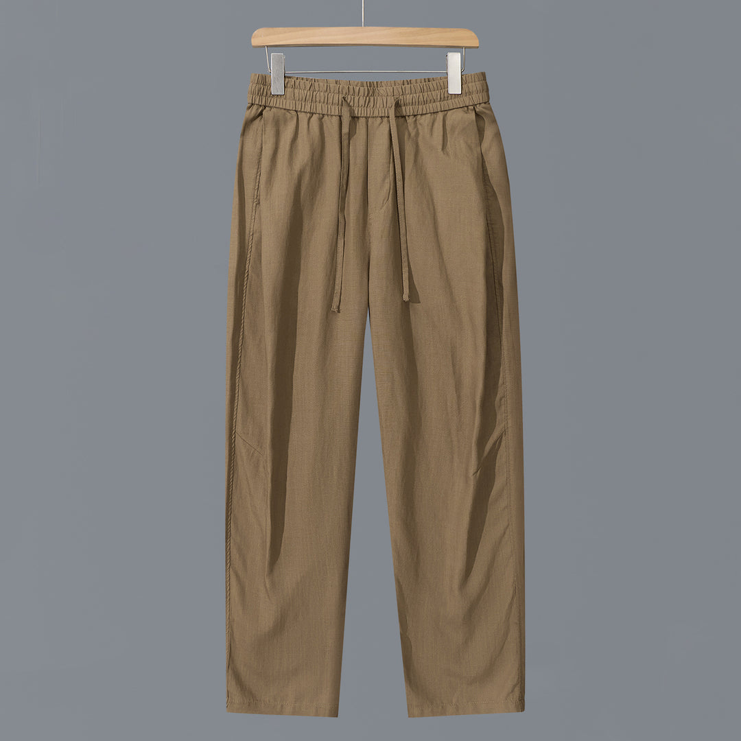 Herren Leinen-Baumwollhose mit elastischem Bund und Tunnelzug Shop Nory